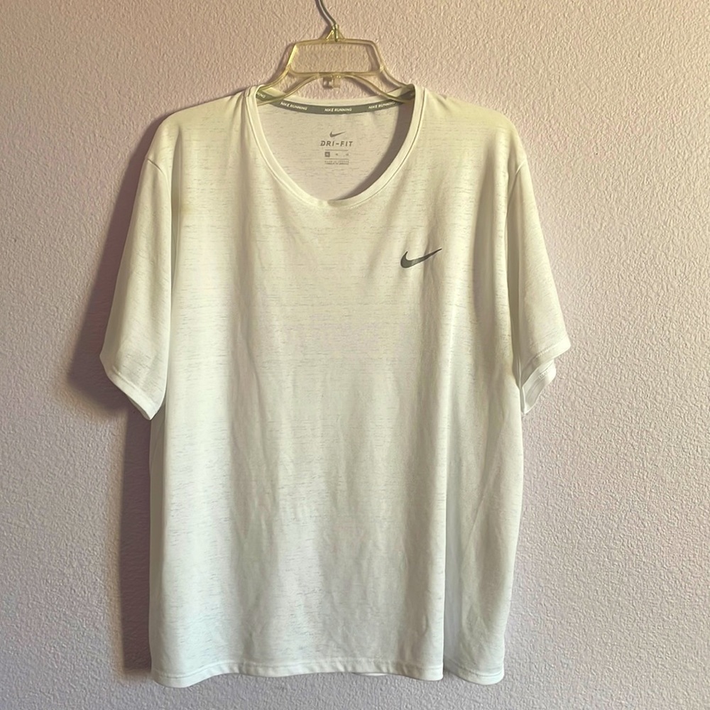 White Nike Dry-Fit athletic shirt